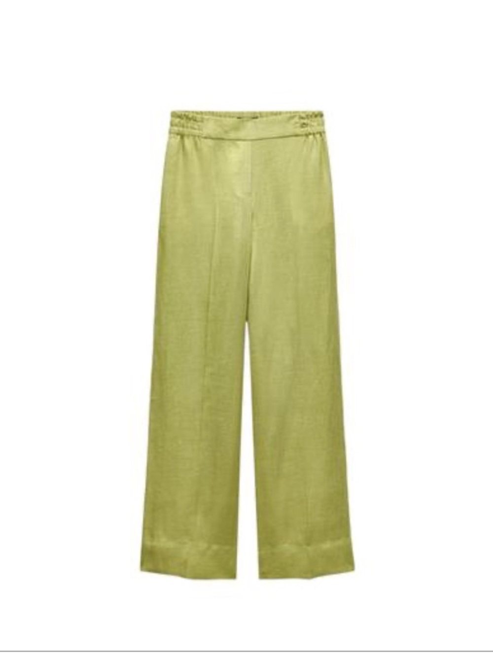 Zara Straight-Leg Linen Blend Pants in Light Green